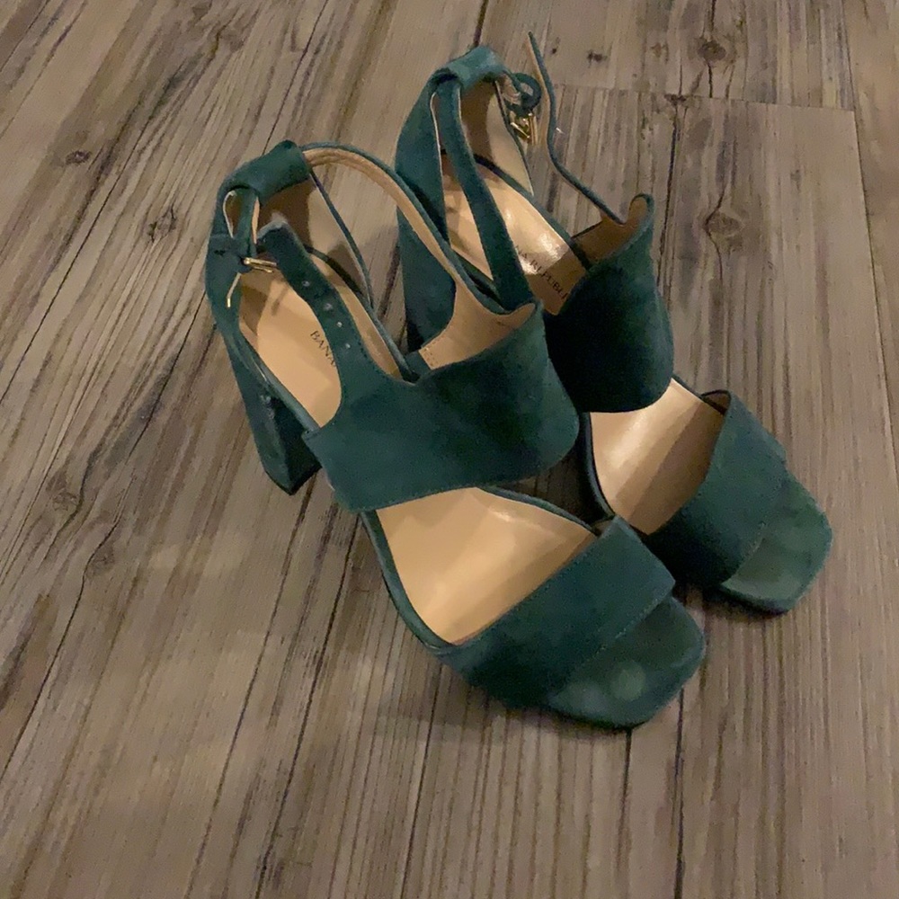 Green suede heels